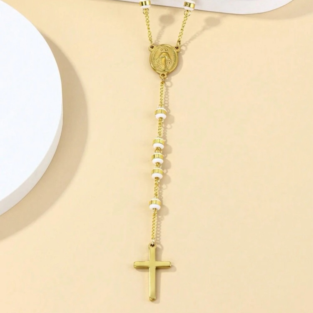Unisex Stainless Steel Rosary Necklace - Picture 2 of 8